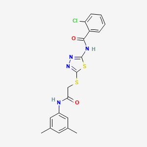 molecular formula C19H17ClN4O2S2 B2701894 2-chloro-N-[5-[2-(3,5-dimethylanilino)-2-oxoethyl]sulfanyl-1,3,4-thiadiazol-2-yl]benzamide CAS No. 392296-30-9