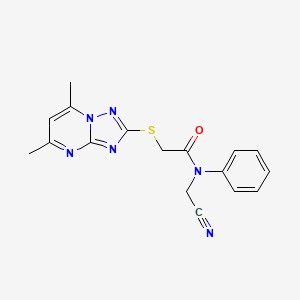 molecular formula C17H16N6OS B2701901 N-(cyanomethyl)-2-[(5,7-dimethyl-[1,2,4]triazolo[1,5-a]pyrimidin-2-yl)sulfanyl]-N-phenylacetamide CAS No. 930447-98-6