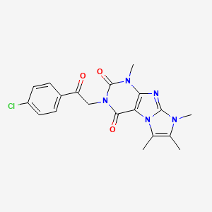 molecular formula C19H18ClN5O3 B2701907 2-[2-(4-Chlorophenyl)-2-oxoethyl]-4,6,7,8-tetramethylpurino[7,8-a]imidazole-1,3-dione CAS No. 886892-60-0