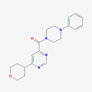 molecular formula C20H24N4O2 B2701908 4-(Oxan-4-yl)-6-(4-phenylpiperazine-1-carbonyl)pyrimidine CAS No. 2415471-77-9