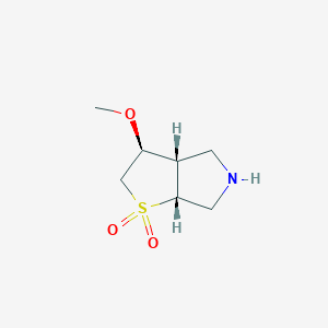 molecular formula C7H13NO3S B2701910 rac-(3R,3aR,6aS)-3-methoxy-hexahydro-2H-1lambda6-thieno[2,3-c]pyrrole-1,1-dione CAS No. 1969288-44-5
