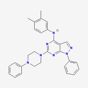 molecular formula C29H29N7 B2701912 N-(3,4-dimethylphenyl)-1-phenyl-6-(4-phenylpiperazin-1-yl)-1H-pyrazolo[3,4-d]pyrimidin-4-amine CAS No. 946288-21-7