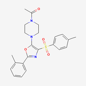 molecular formula C23H25N3O4S B2701930 1-(4-(2-(邻甲苯基)-4-对甲苯磺酰氧唑-5-基)哌嗪-1-基)乙酮 CAS No. 946309-49-5