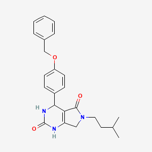 molecular formula C24H27N3O3 B2701931 4-[4-(苄氧基)苯基]-6-(3-甲基丁基)-1H,2H,3H,4H,5H,6H,7H-吡咯并[3,4-d]嘧啶-2,5-二酮 CAS No. 930541-75-6