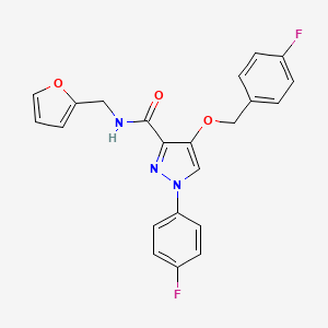 molecular formula C22H17F2N3O3 B2701933 4-((4-fluorobenzyl)oxy)-1-(4-fluorophenyl)-N-(furan-2-ylmethyl)-1H-pyrazole-3-carboxamide CAS No. 1172979-30-4