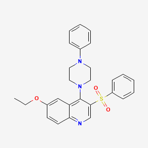 molecular formula C27H27N3O3S B2701934 6-Ethoxy-4-(4-phenylpiperazin-1-yl)-3-(phenylsulfonyl)quinoline CAS No. 866845-18-3