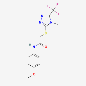 molecular formula C13H13F3N4O2S B2701936 N-(对甲氧基苯基)-2-((4-甲基-5-(三氟甲基)-4H-1,2,4-三唑-3-基)硫代基)乙酰胺 CAS No. 298215-18-6