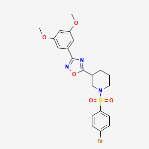 molecular formula C21H22BrN3O5S B2701941 1-(4-bromobenzenesulfonyl)-3-[3-(3,5-dimethoxyphenyl)-1,2,4-oxadiazol-5-yl]piperidine CAS No. 1031933-29-5