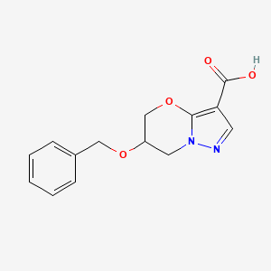 molecular formula C14H14N2O4 B2701944 6-Phenylmethoxy-6,7-dihydro-5H-pyrazolo[5,1-b][1,3]oxazine-3-carboxylic acid CAS No. 2090148-85-7