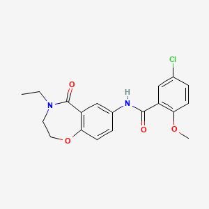 molecular formula C19H19ClN2O4 B2701954 5-chloro-N-(4-ethyl-5-oxo-2,3,4,5-tetrahydro-1,4-benzoxazepin-7-yl)-2-methoxybenzamide CAS No. 922054-80-6