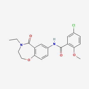 molecular formula C19H19ClN2O4 B2701954 5-chloro-N-(4-ethyl-5-oxo-2,3,4,5-tetrahydrobenzo[f][1,4]oxazepin-7-yl)-2-methoxybenzamide CAS No. 922054-80-6