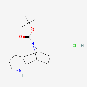 molecular formula C14H25ClN2O2 B2701959 叔丁基-3,11-二氮杂三环[6.2.1.02,7]十一碳酸酯;盐酸盐 CAS No. 2416243-29-1