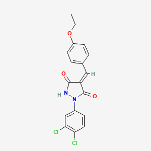 molecular formula C18H14Cl2N2O3 B2701963 (4E)-1-(3,4-dichlorophenyl)-4-[(4-ethoxyphenyl)methylidene]pyrazolidine-3,5-dione CAS No. 433238-84-7