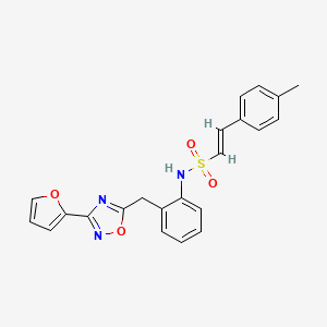 molecular formula C22H19N3O4S B2701964 (E)-N-(2-((3-(furan-2-yl)-1,2,4-oxadiazol-5-yl)methyl)phenyl)-2-(p-tolyl)ethenesulfonamide CAS No. 1798289-56-1