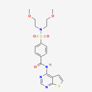 molecular formula C19H22N4O5S2 B2701967 4-(N,N-双(2-甲氧基乙基)磺酰基)-N-(噻吩[2,3-d]嘧啶-4-基)苯甲酰胺 CAS No. 1235389-35-1