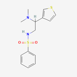 molecular formula C14H18N2O2S2 B2701969 N-[2-(二甲氨基)-2-(噻吩-3-基)乙基]苯磺酰胺 CAS No. 946304-05-8
