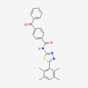 molecular formula C26H23N3O2S B2701974 4-苯甲酰-N-[5-(2,3,5,6-四甲基苯基)-1,3,4-噻二唑-2-基]苯甲酰胺 CAS No. 391227-57-9