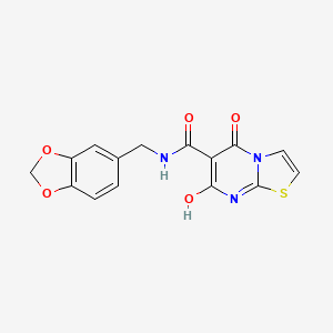 molecular formula C15H11N3O5S B2701975 N-(苯并[d][1,3]二噁杂环-5-基甲基)-7-羟基-5-氧代-5H-噻唑并[3,2-a]嘧啶-6-羧酰胺 CAS No. 898431-59-9
