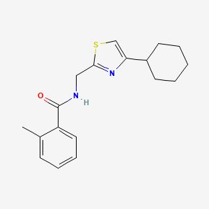 molecular formula C18H22N2OS B2701996 N-[(4-cyclohexyl-1,3-thiazol-2-yl)methyl]-2-methylbenzamide CAS No. 2034541-16-5
