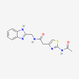 molecular formula C15H15N5O2S B2702013 N-((1H-benzo[d]imidazol-2-yl)methyl)-2-(2-acetamidothiazol-4-yl)acetamide CAS No. 1235280-49-5