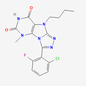 molecular formula C17H16ClFN6O2 B2702024 9-butyl-3-(2-chloro-6-fluorophenyl)-5-methyl-5H-[1,2,4]triazolo[4,3-e]purine-6,8(7H,9H)-dione CAS No. 921877-89-6