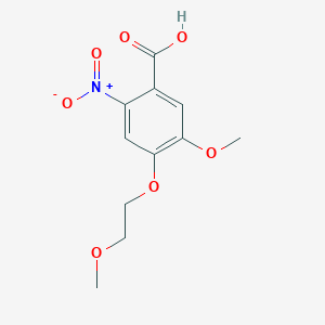 molecular formula C11H13NO7 B2702027 5-甲氧基-4-(2-甲氧基乙氧基)-2-硝基苯甲酸 CAS No. 879361-47-4