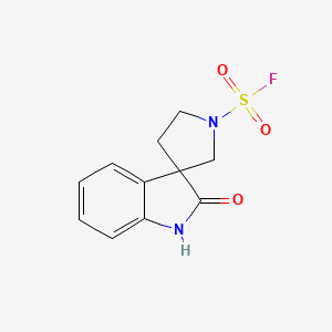 molecular formula C11H11FN2O3S B2702028 2-Oxospiro[1H-indole-3,3'-pyrrolidine]-1'-sulfonyl fluoride CAS No. 2411239-12-6