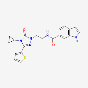 molecular formula C20H19N5O2S B2702064 N-(2-(4-cyclopropyl-5-oxo-3-(thiophen-2-yl)-4,5-dihydro-1H-1,2,4-triazol-1-yl)ethyl)-1H-indole-6-carboxamide CAS No. 1448131-97-2