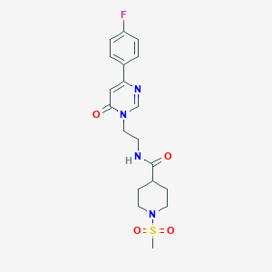 molecular formula C19H23FN4O4S B2702068 N-(2-(4-(4-fluorophenyl)-6-oxopyrimidin-1(6H)-yl)ethyl)-1-(methylsulfonyl)piperidine-4-carboxamide CAS No. 1351658-52-0