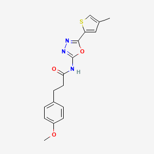 molecular formula C17H17N3O3S B2702083 3-(4-methoxyphenyl)-N-[5-(4-methylthiophen-2-yl)-1,3,4-oxadiazol-2-yl]propanamide CAS No. 1396866-02-6