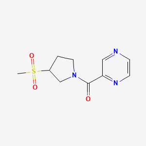 molecular formula C10H13N3O3S B2702111 (3-(Methylsulfonyl)pyrrolidin-1-yl)(pyrazin-2-yl)methanone CAS No. 1448054-59-8