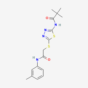 molecular formula C16H20N4O2S2 B2702149 N-(5-((2-oxo-2-(m-tolylamino)ethyl)thio)-1,3,4-thiadiazol-2-yl)pivalamide CAS No. 392291-89-3
