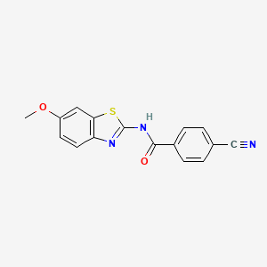 molecular formula C16H11N3O2S B2702205 4-cyano-N-(6-methoxy-1,3-benzothiazol-2-yl)benzamide CAS No. 313262-41-8