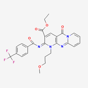 molecular formula C26H23F3N4O5 B2702216 ethyl 7-(3-methoxypropyl)-2-oxo-6-[4-(trifluoromethyl)benzoyl]imino-1,7,9-triazatricyclo[8.4.0.03,8]tetradeca-3(8),4,9,11,13-pentaene-5-carboxylate CAS No. 685860-09-7