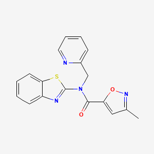 molecular formula C18H14N4O2S B2702230 N-(1,3-benzothiazol-2-yl)-3-methyl-N-[(pyridin-2-yl)methyl]-1,2-oxazole-5-carboxamide CAS No. 946285-01-4
