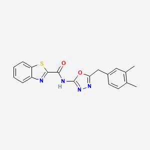 molecular formula C19H16N4O2S B2702246 N-(5-(3,4-dimethylbenzyl)-1,3,4-oxadiazol-2-yl)benzo[d]thiazole-2-carboxamide CAS No. 1170207-50-7