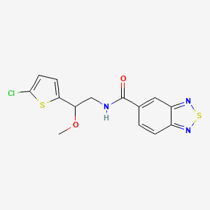 molecular formula C14H12ClN3O2S2 B2702259 N-[2-(5-chlorothiophen-2-yl)-2-methoxyethyl]-2,1,3-benzothiadiazole-5-carboxamide CAS No. 2034597-38-9