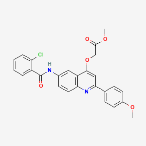 molecular formula C26H21ClN2O5 B2702281 Methyl 2-{[6-(2-chlorobenzamido)-2-(4-methoxyphenyl)quinolin-4-YL]oxy}acetate CAS No. 1358513-24-2