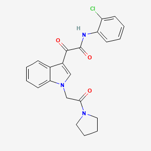molecular formula C22H20ClN3O3 B2702309 N-(2-chlorophenyl)-2-oxo-2-{1-[2-oxo-2-(pyrrolidin-1-yl)ethyl]-1H-indol-3-yl}acetamide CAS No. 872849-36-0
