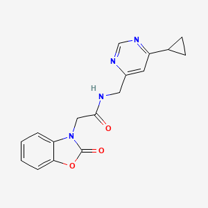 molecular formula C17H16N4O3 B2702334 N-[(6-cyclopropylpyrimidin-4-yl)methyl]-2-(2-oxo-2,3-dihydro-1,3-benzoxazol-3-yl)acetamide CAS No. 2176069-52-4