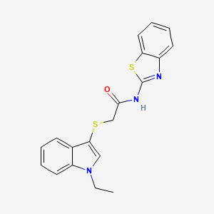 molecular formula C19H17N3OS2 B2702368 N-(1,3-benzothiazol-2-yl)-2-[(1-ethyl-1H-indol-3-yl)sulfanyl]acetamide CAS No. 497064-29-6