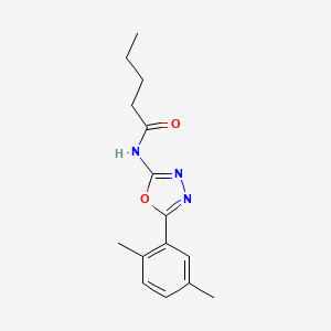 molecular formula C15H19N3O2 B2702369 N-[5-(2,5-dimethylphenyl)-1,3,4-oxadiazol-2-yl]pentanamide CAS No. 891122-65-9