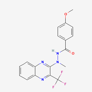 B2702378 4-methoxy-N'-methyl-N'-[3-(trifluoromethyl)-2-quinoxalinyl]benzenecarbohydrazide CAS No. 343372-48-5