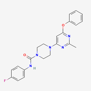 molecular formula C22H22FN5O2 B2702382 N-(4-fluorophenyl)-4-(2-methyl-6-phenoxypyrimidin-4-yl)piperazine-1-carboxamide CAS No. 1021090-67-4