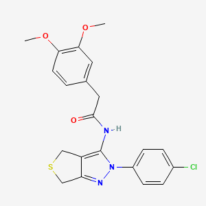 molecular formula C21H20ClN3O3S B2702383 N-[2-(4-chlorophenyl)-2H,4H,6H-thieno[3,4-c]pyrazol-3-yl]-2-(3,4-dimethoxyphenyl)acetamide CAS No. 476459-18-4