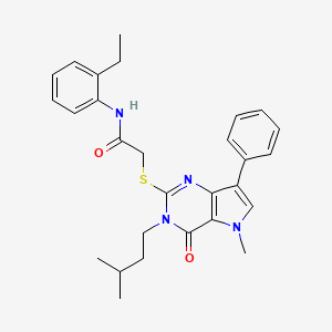 molecular formula C28H32N4O2S B2702399 N-(2-ethylphenyl)-2-{[5-methyl-3-(3-methylbutyl)-4-oxo-7-phenyl-3H,4H,5H-pyrrolo[3,2-d]pyrimidin-2-yl]sulfanyl}acetamide CAS No. 1115458-34-8