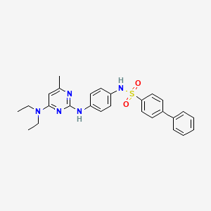 molecular formula C27H29N5O2S B2702417 N-(4-{[4-(diethylamino)-6-methylpyrimidin-2-yl]amino}phenyl)-[1,1'-biphenyl]-4-sulfonamide CAS No. 923172-90-1