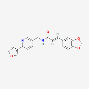 molecular formula C20H16N2O4 B2702420 (2E)-3-(2H-1,3-benzodioxol-5-yl)-N-{[6-(furan-3-yl)pyridin-3-yl]methyl}prop-2-enamide CAS No. 2097939-46-1