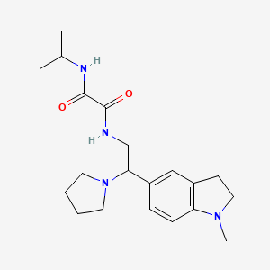 molecular formula C20H30N4O2 B2702439 N1-isopropyl-N2-(2-(1-methylindolin-5-yl)-2-(pyrrolidin-1-yl)ethyl)oxalamide CAS No. 922556-46-5