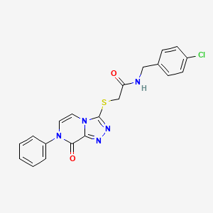 molecular formula C20H16ClN5O2S B2702496 N-[(4-chlorophenyl)methyl]-2-({8-oxo-7-phenyl-7H,8H-[1,2,4]triazolo[4,3-a]pyrazin-3-yl}sulfanyl)acetamide CAS No. 1243086-07-8